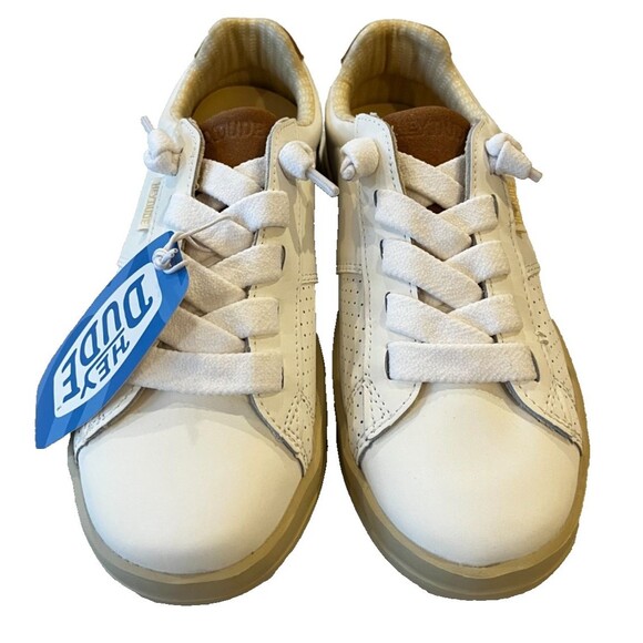 NEW Hey Dude Size 8 Karina Duo Classic White / Tan Sneaker Lace Up Women's NWT - Picture 2 of 13